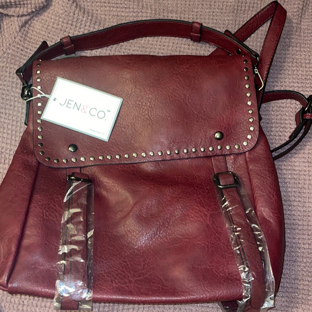 JEN & CO. BURGUNDY BACKPACK PURSE